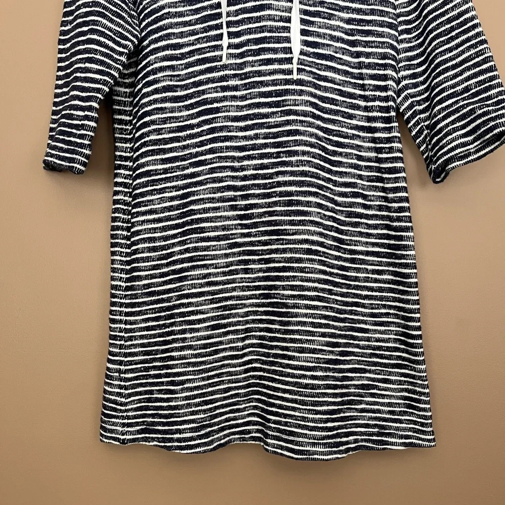 {Lou & Grey} Hooded Swimsuit Cover Up Dress in Blue & White - Womens Small - Picture 3 of 8